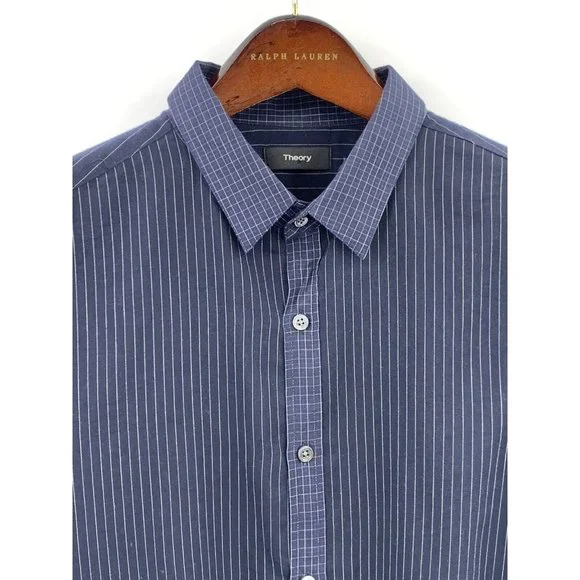 Theory | Shirts | Theory Slim Fit Navy Blue Button Down Stipped Shirt Size Xl F4 | Poshmark Theory | Shirts | Theory Slim Fit Navy Blue Button Down Stipped Shirt Size Xl F4 | Poshmark